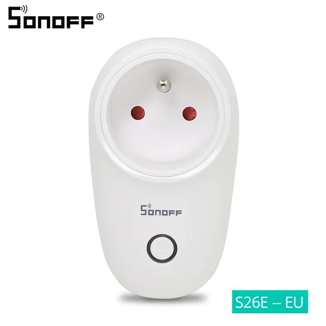 EU-E Sonoff S26 Базовая WiFi умная розетка AU/CN/EU/UK/US Беспроводная вилка умный дом переключатель питания розетки работают с Alexa Google Assistant - Цвет: EU-E