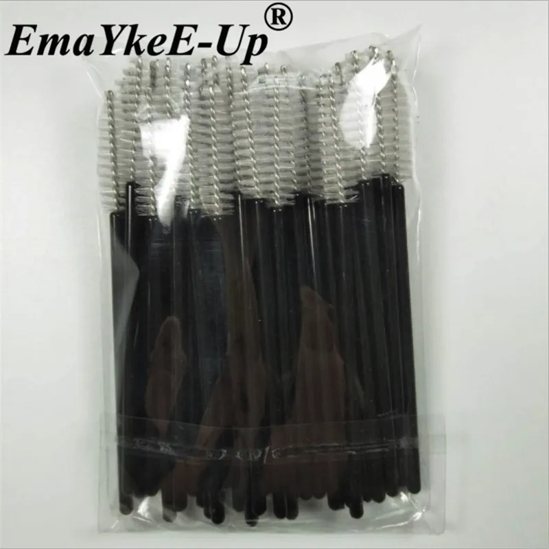 Black White-50pcs 50 шт./партия одноразовые нейлоновые палочки для туши для ресниц, синие, золотые, черные, розовые, красные кисти с ручкой, ресницы, кисти для макияжа, инструменты для наращивания ресниц - Цвет: Black White-50pcs