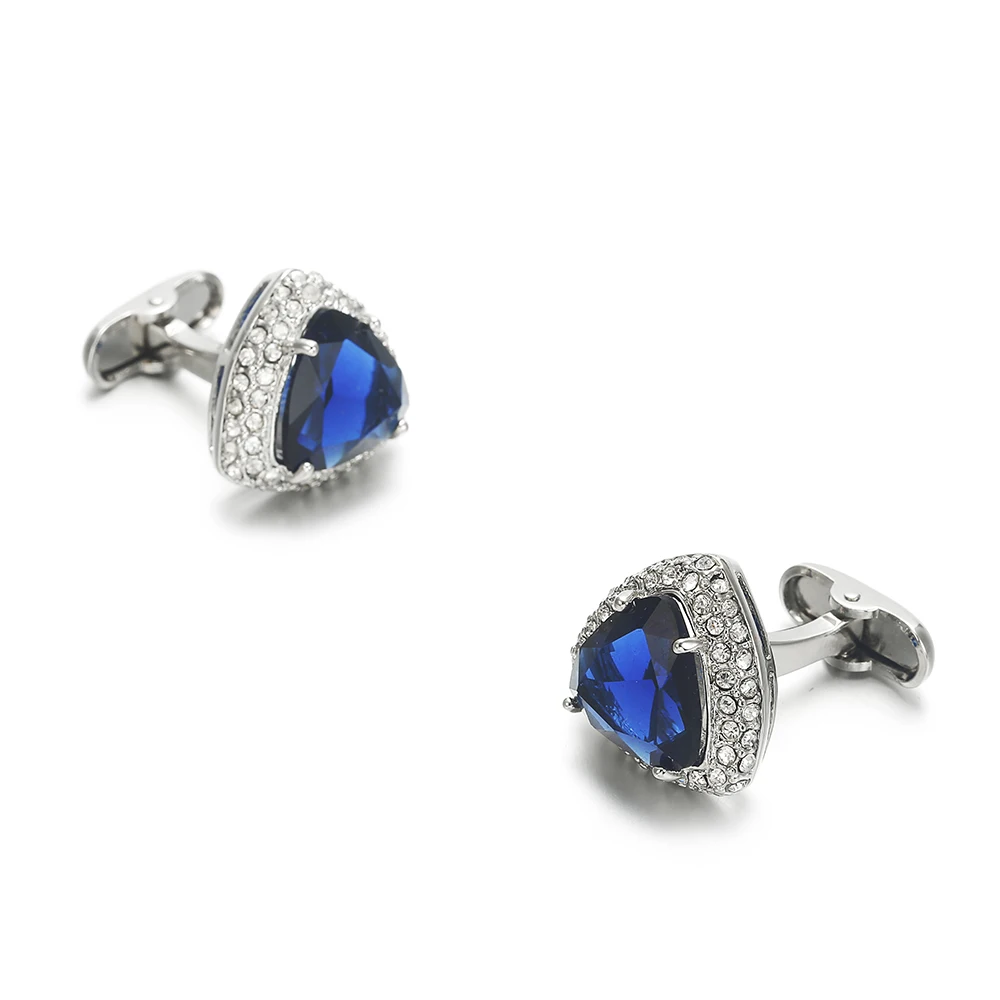 2019 VAGULA High Quality Men's Cufflinks Silver-Plating Gemelos Blue Zircon Shirt cuff links mens jewelry 810 | Украшения и