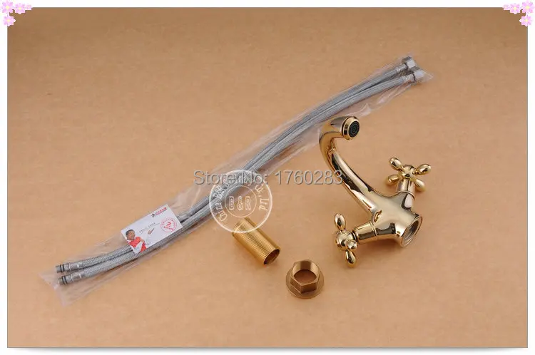 Freeshipping B&ampR Fashionable Tap Bathroom Gold Mixer Double handles Single hole Surface Mounted faucet BR-11109 tap glass bar si |