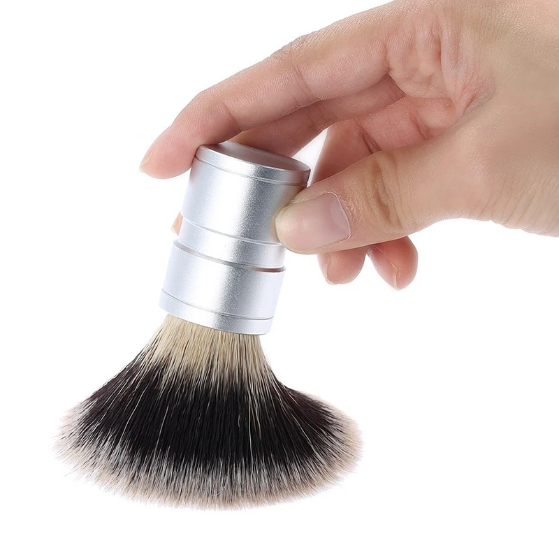 

Black or Silver Professional Nylon Shaving Brush Aluminum Handle Mustache Beard Brushes Men Cleansing Barber