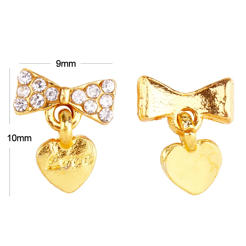 Blueness 10 шт блестящие золотые 3d банты для дизайна ногтей украшения с Стразы в форме