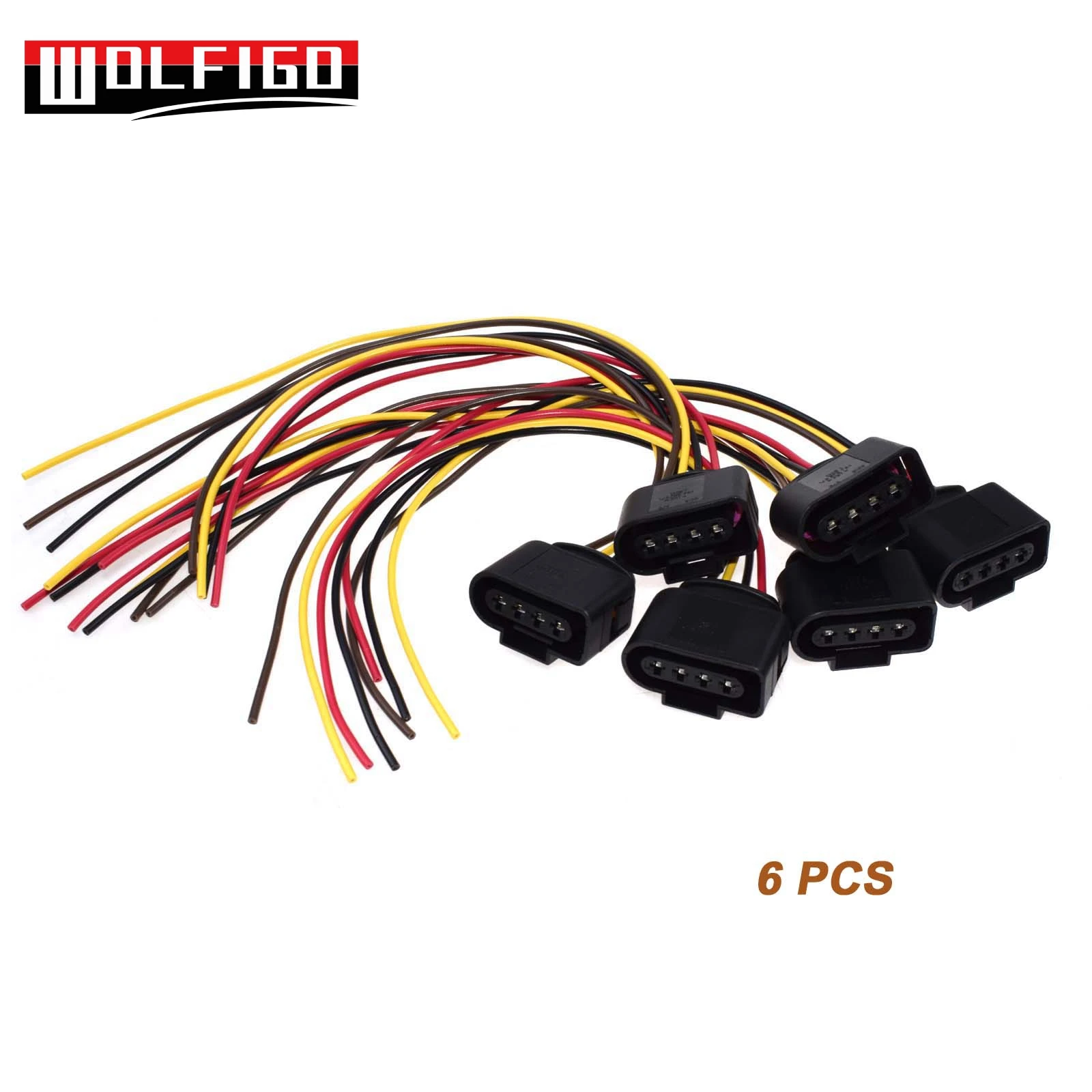 6 PCS WOLFIGO разъем катушки зажигания Ремонтный комплект жгут проводов для AUDI/VW/SKODA SEAT/FORD 1J0973724, 8K0973724 - Цвет: 6 PCS