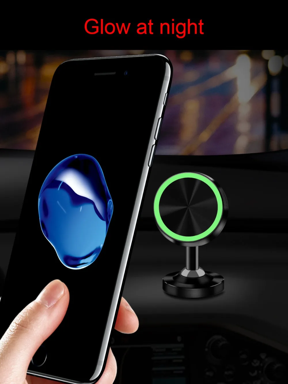 FONKEN Luminous Phone Car Holder Two Way Adjust Car Magnetic Holders Magnet Adsorption Mobile Mount Key Cable Desk Stands
