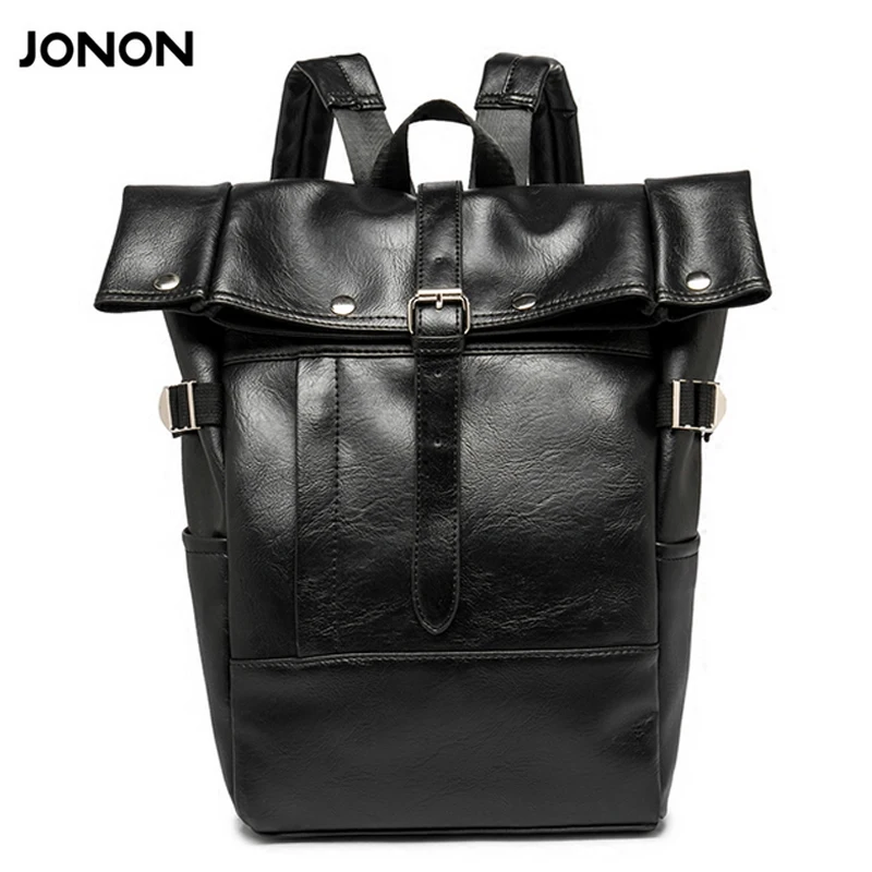 Jonon простой лоскутный вместительный мужской кожаный рюкзак для путешествий