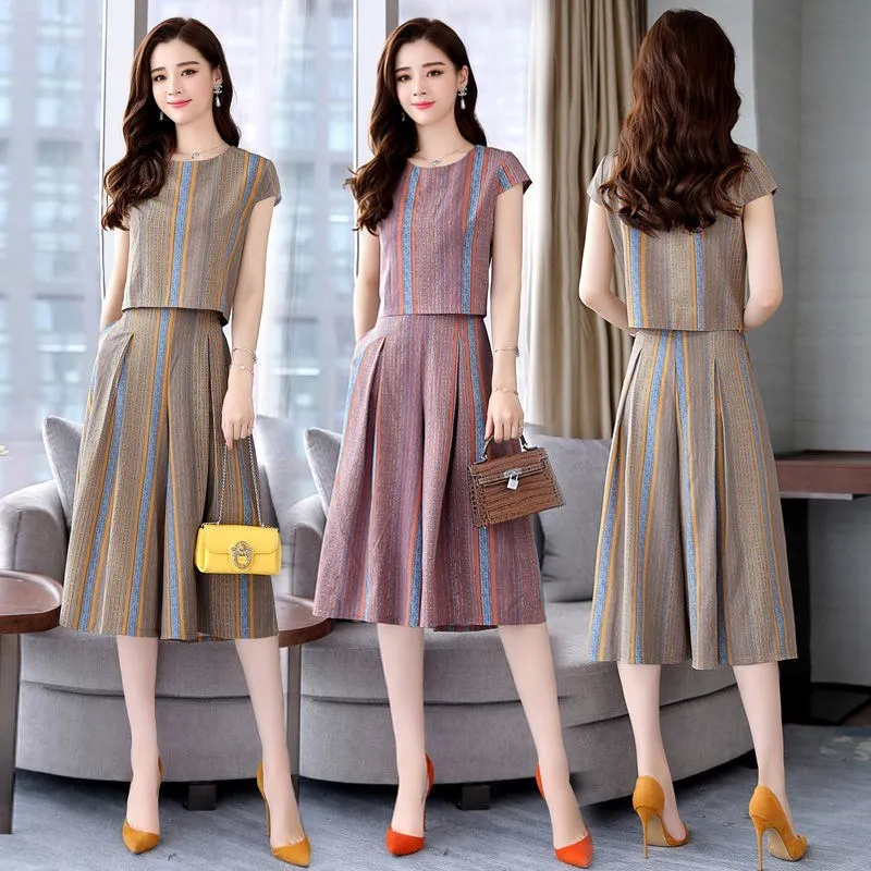 Женские летние комплекты одежды в полоску комплект из 2 предметов топ