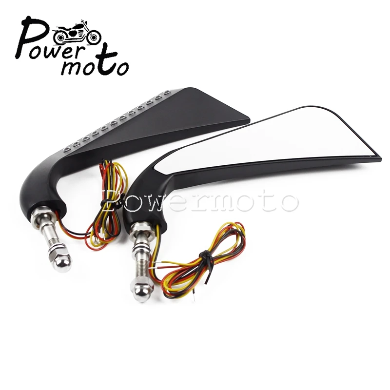 12 шт. LED черное Кафе Racer зеркала заднего вида мотоцикла алюминиевый топор боковое
