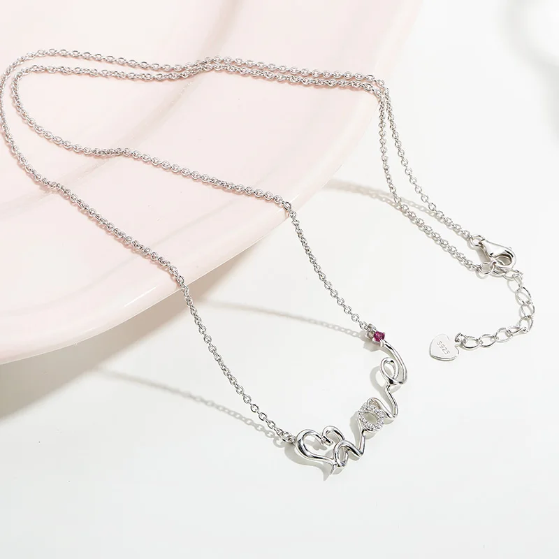 Sterling Silver Jewelry 925 Necklaces For Women Letter LOVE Romantic Holiday Gift Girl Friend | Украшения и аксессуары