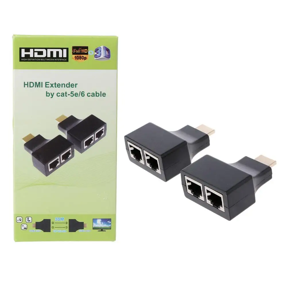 1 пара HDMI на двойной RJ45 CAT5E CAT6 UTP LAN Ethernet 1080P удлинитель адаптер|Компьютерные кабели
