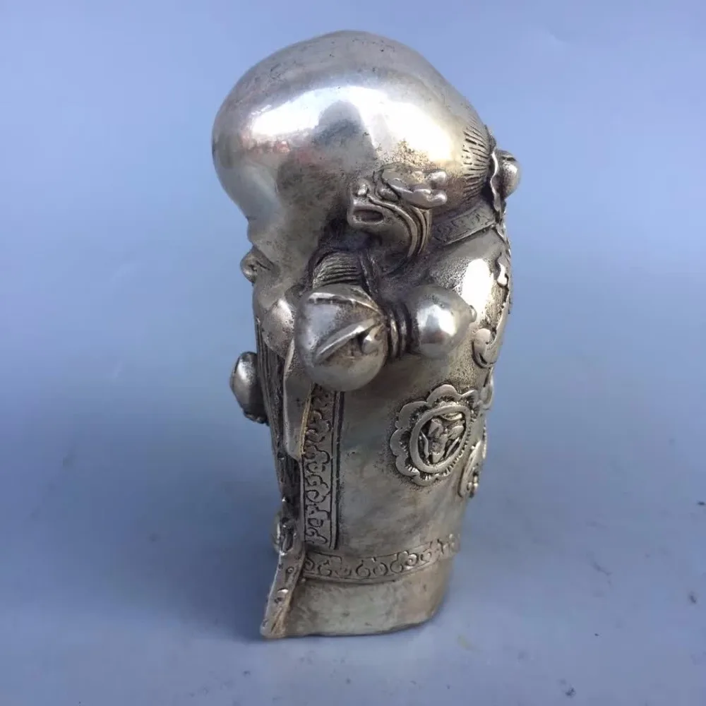 Collection tibet silver handmade longevity god statue Home/office desk decoration Lucky old man sculpture best gift for elder | Дом и сад