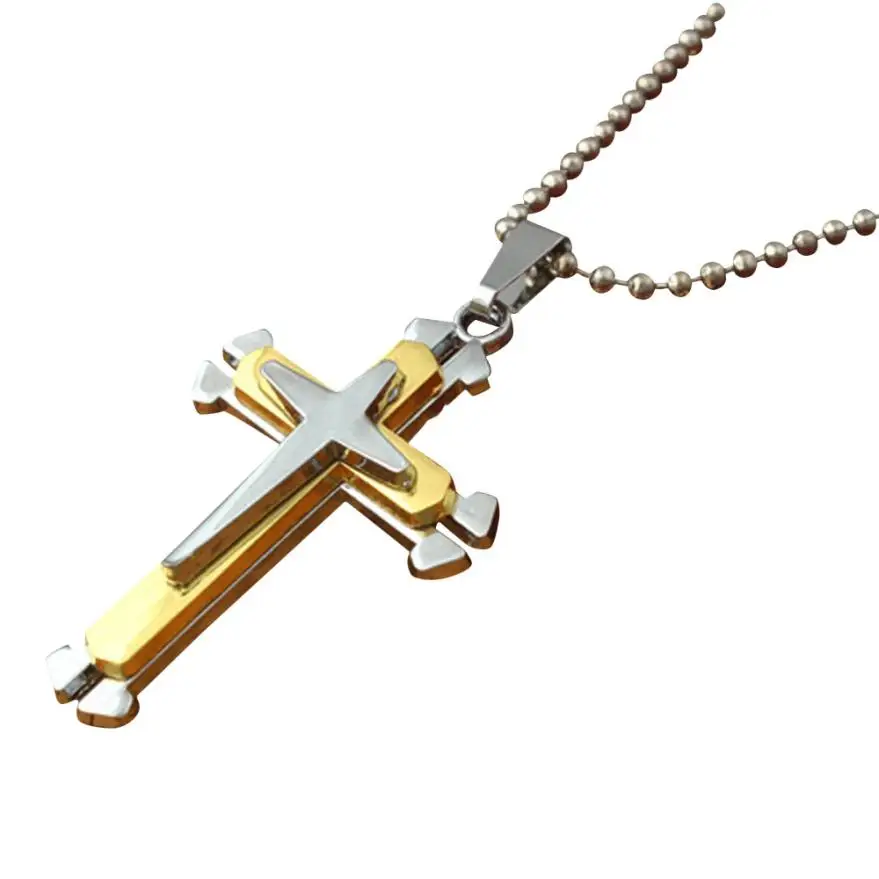 Ожерелье унисекс с подвеской крестом из нержавеющей стали|necklace delicate|cross pendant