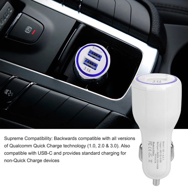 Автомобильное зарядное устройство Quick Charge 3,0 Dual USB Автомобильное зарядное устройство для IPhone XIAOMI HUAWEI LG мобильный телефон QC 3,0 Быстрое Автомобильное устройство для зарядки