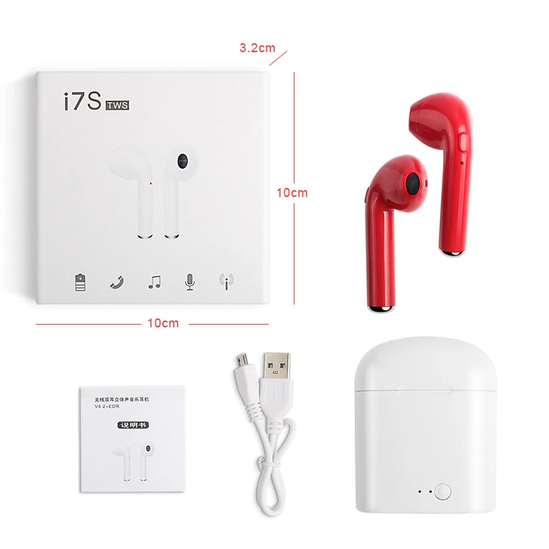 I With Charging Box I7 TWS мини беспроводные наушники Bluetooth 5,0 спортивные наушники стерео гарнитура с микрофоном для iPhone Xiaomi samsung huawei - Цвет: I With Charging Box