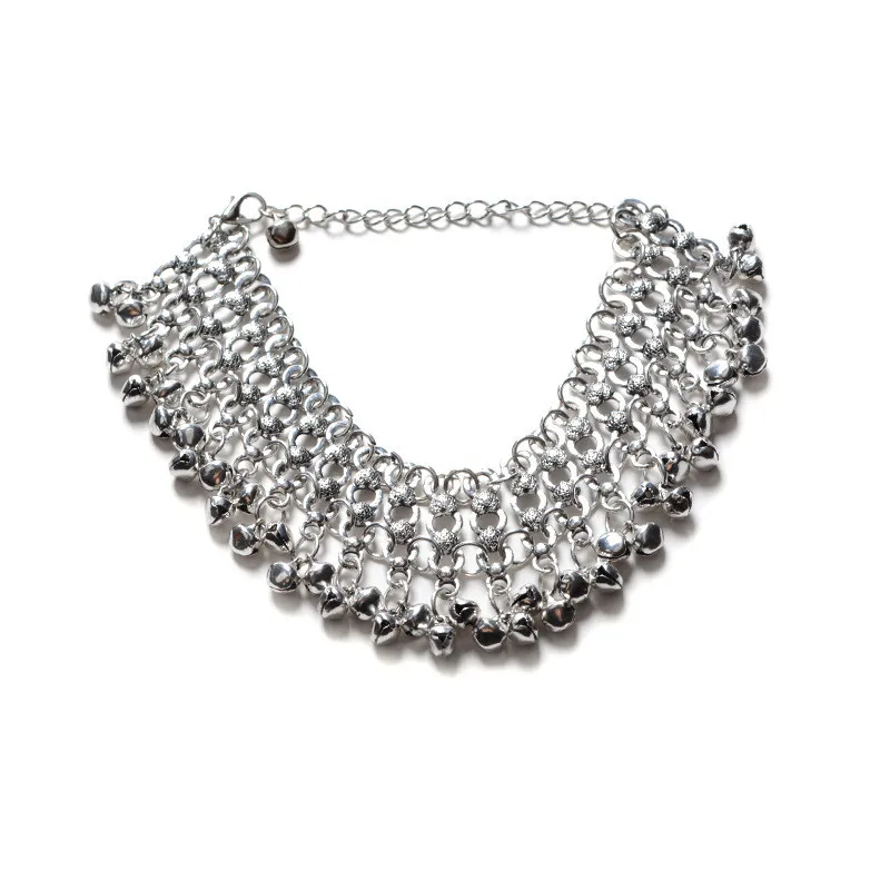 Женский винтажный браслет с колокольчиками на цепочке бусинами щиколотке|ankle