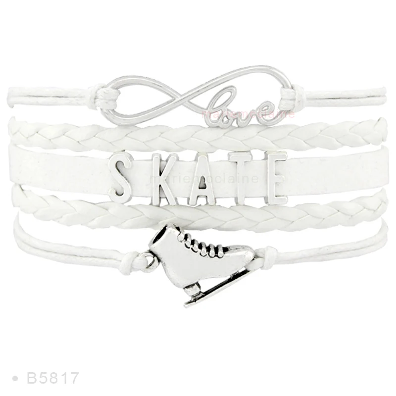B5817 Высокое качество Live Your Dream Infinity Love to Skate Фигурное катание обувь дружба подарки браслеты для женщин - Окраска металла: B5817