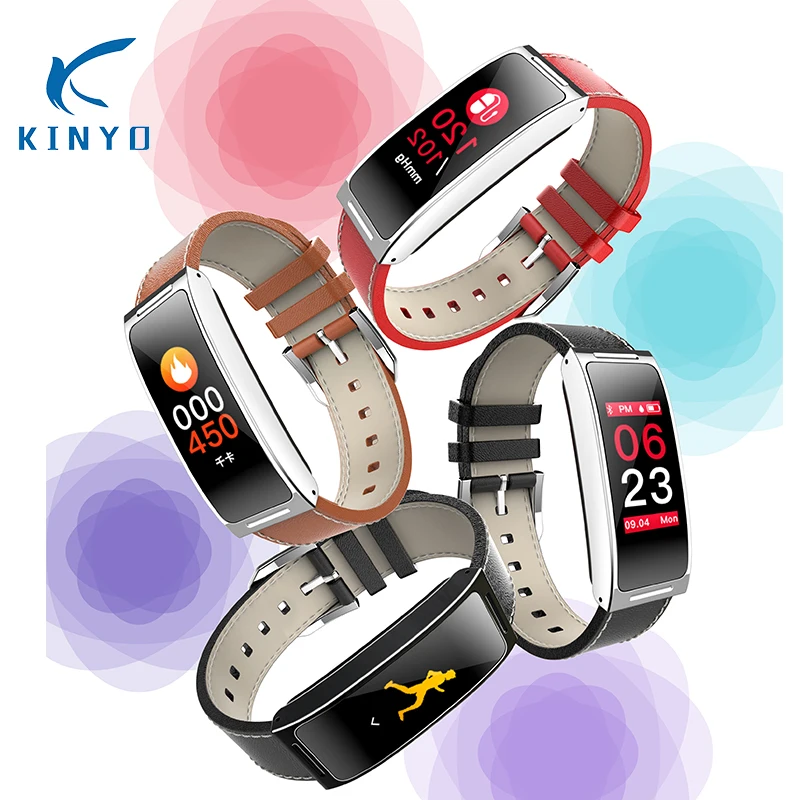 IP68 Waterproof smart Wristband bluetooth blood pressure Monitor Smart Bracelet Fitness Tracker Leather color screen Band | Электроника
