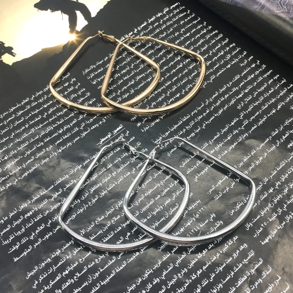 Женские серьги кольца MANILAI сережки из металлического сплава 70 мм эффектные