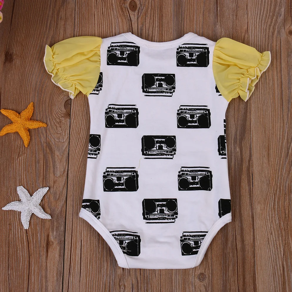 2017 Лето Печатных Новорожденного Девушки Одежду С Коротким Рукавом Хлопка