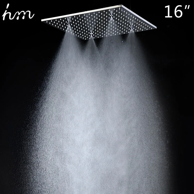 

hm 20 дюймов Многофункциональная светодиодная большая душевая насадка Потолочный дождь SUS304 Зеркало с осадками и спа-туманом Различные варианты и световой смеситель
