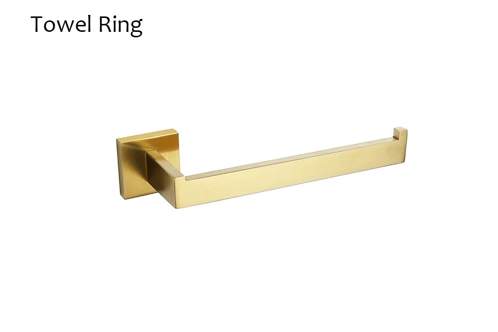 gold towel ring Черный& Матовый Золотой и хромированный держатель для полотенец Полотенца кольцо туалет Бумага держать халат крючок, Товары для ванной Ванная комната оборудования 4 предмета в комплекте - Цвет: gold towel ring