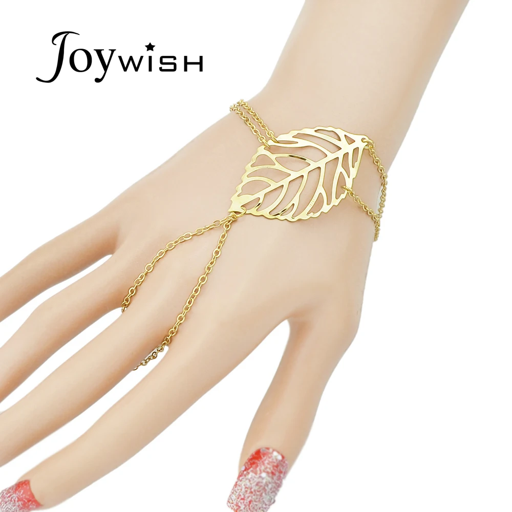 Joywish минималистский золото-Цвет цепи раба Браслеты с листа Форма Bijoux Pulseira feminina