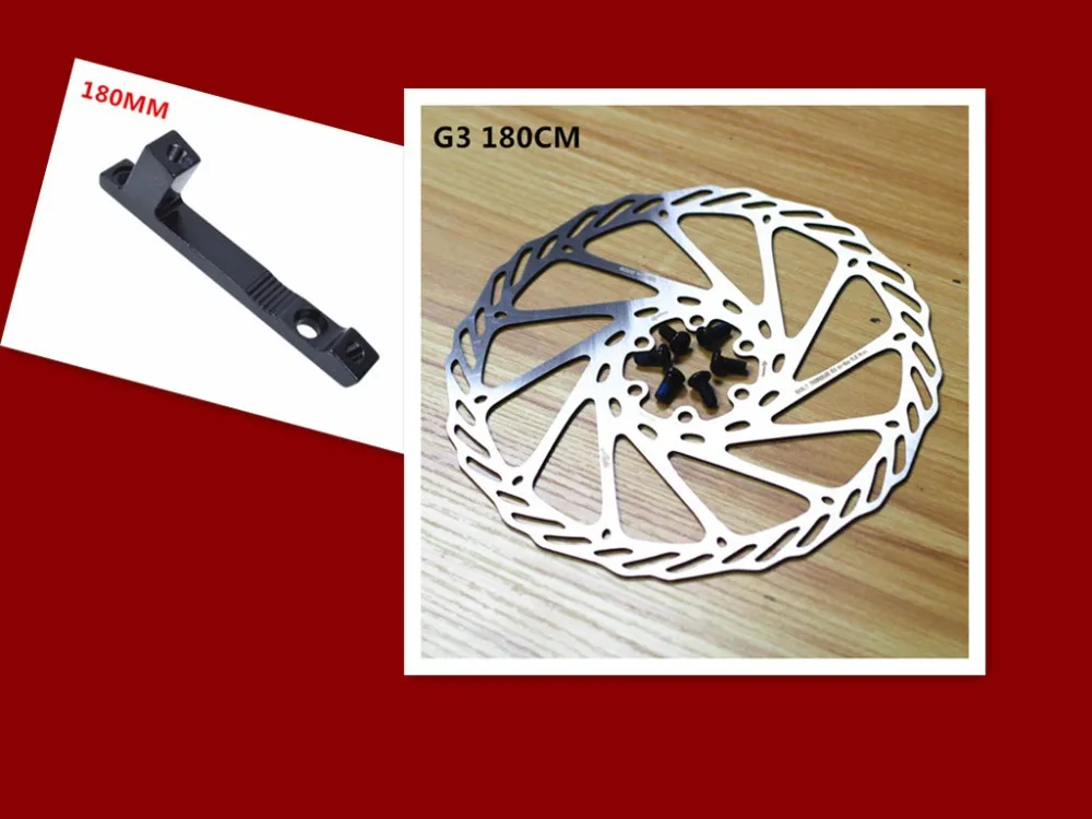 

Wholesale high quality stainless steel bicycle brake disc G3 / HS1 180MM disc and 180MM adapter 10 combination with screws