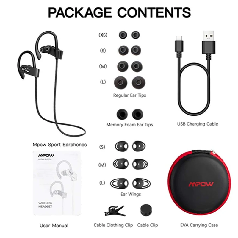 Mpow Flame2 Bluetooth наушники с 13-Hr Playtime Bluetooth 5,0 беспроводные наушники IPX7 водонепроницаемые спортивные наушники для Xiaomi