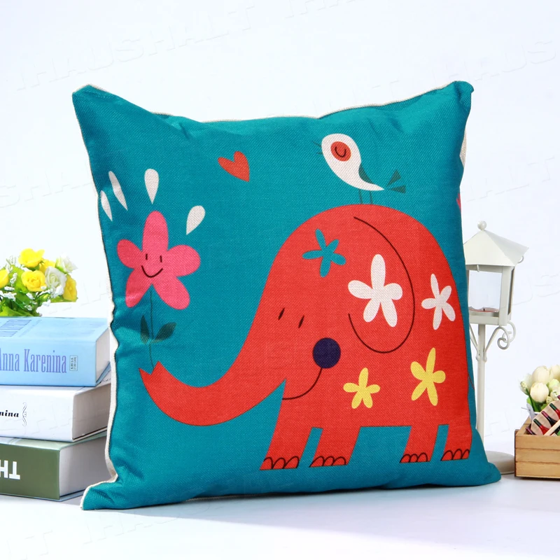 Слон Серии Хлопок Белье Мультфильм Чехлы Бросьте Наволочку Home Decor Xmas | Дом и сад