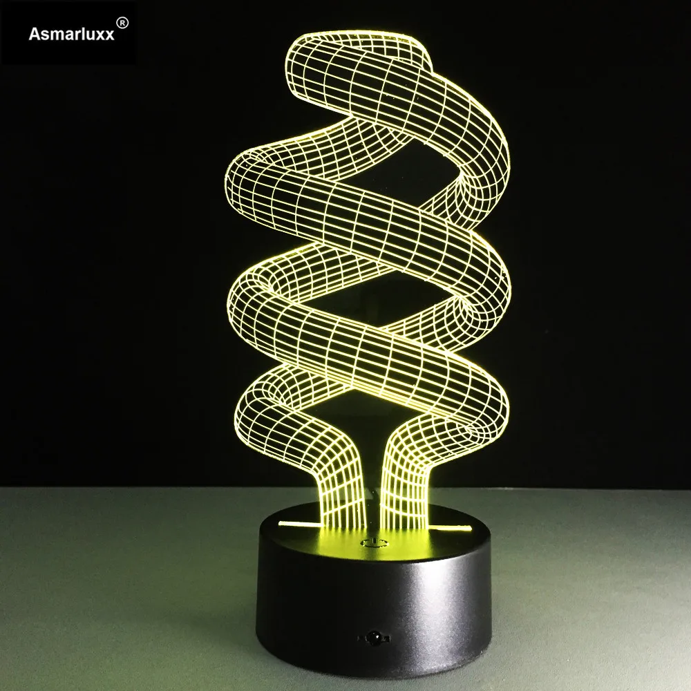 Спиральный 3D Светодиодный лампа Оптическая иллюзия декоративная настольная