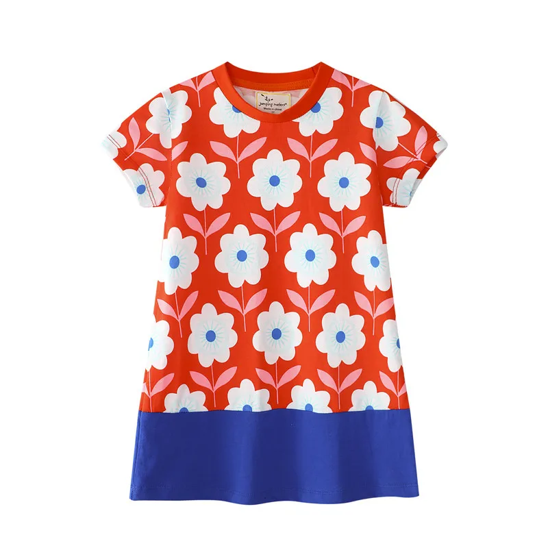 Jumping meters summer Baby girl Dresses flowers striped hot selling children clothes fashion 2018 kids girls knitted dress | Детская