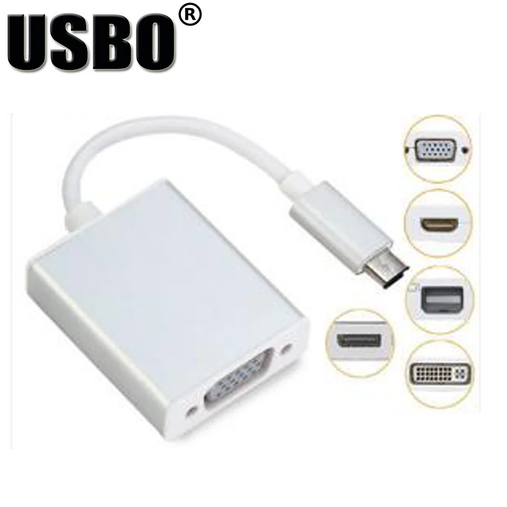 Высококачественный кабель для преобразования видео 0 1 м USB штекер Type C в VGA / HDMI DVI