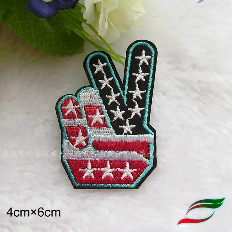 Back tape stick color finger V victory gesture five-star clothes patch decoration can be ironed | Дом и сад