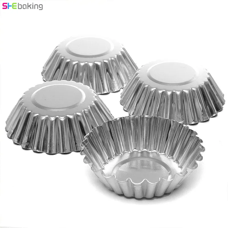 Shebaking 10 шт./партия в форме цветка формы для торта Формы для яичного пирога алюминиевые формы для кекса печенья DIY фруктовые тарталетки противни Инструменты для выпечки