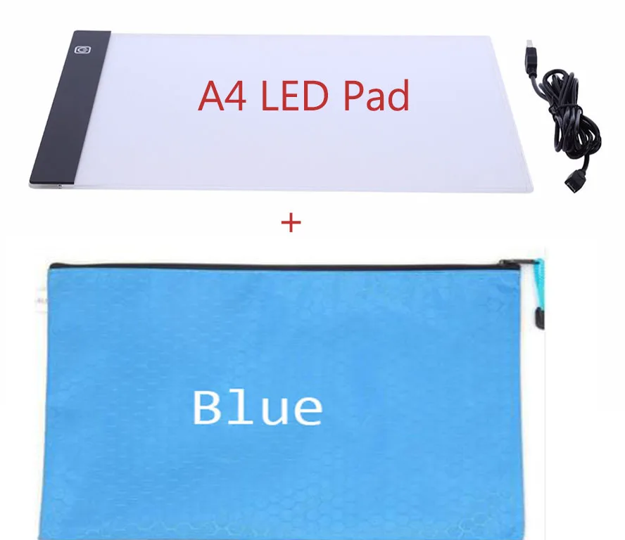 blue a4 led A4 led lightpad сумка daimond живопись аксессуары держатель для хранения чехол для переноски сумка на молнии для вышивки мозаичные инструменты подарок - Цвет: blue a4 led