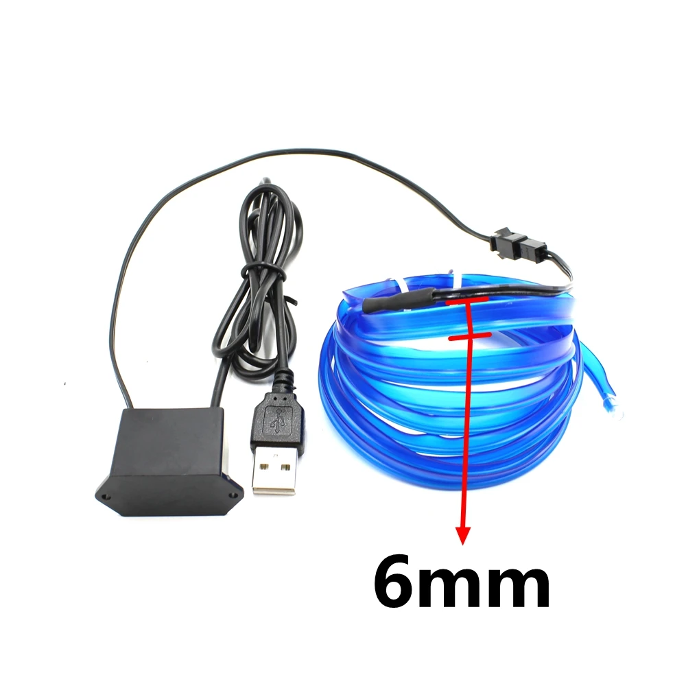 1/2/3/5/10 м DC 5 в USB EL провод с 6 мм швейной кромкой неоновый светильник струнный гибкая
