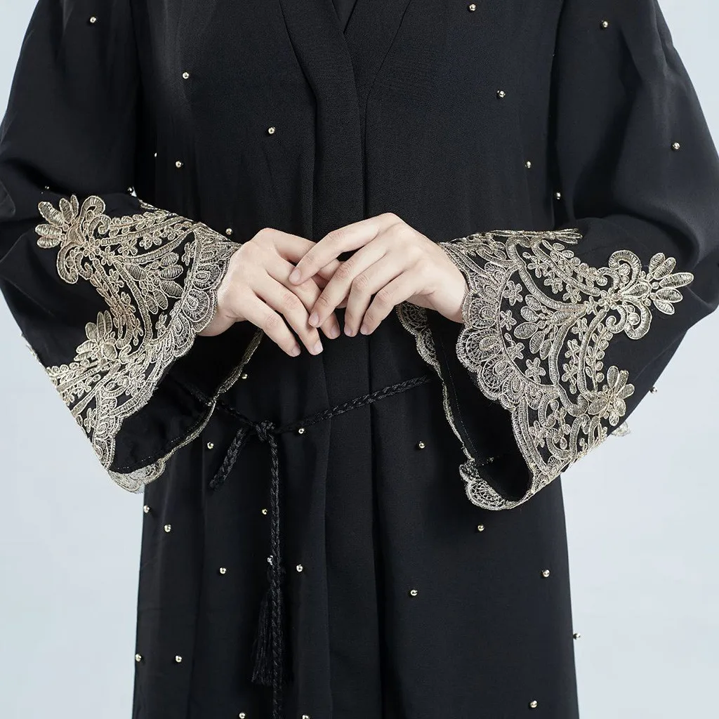 Дубай исламские женщины открытый кафтан абайя мусульманский кардиган Jilbab Макси