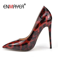 enmayer patent leather pointed toe party pumps women shoes basic super high fashion shoes size 34 43 ly1308