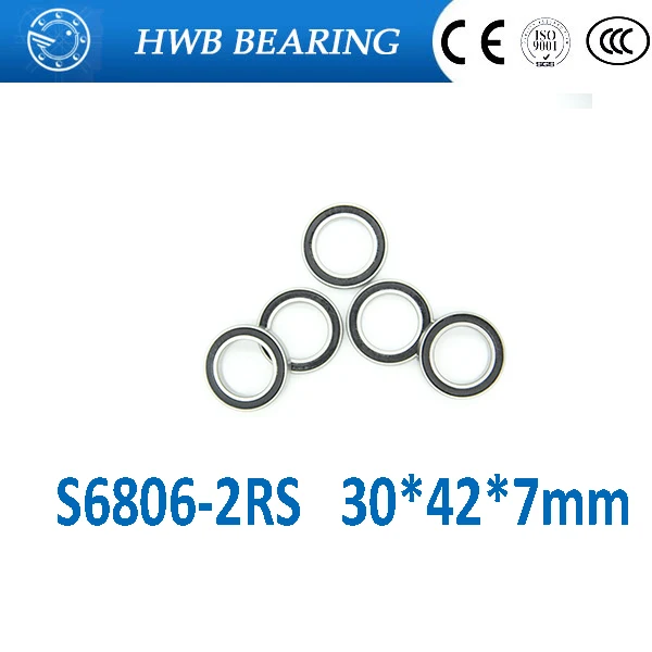 Free Shipping 2pcs S6806-2RS (30*42*7 mm) Stainless steel hybrid ceramic ball bearing sc6806 2rs S6806 2RS for bicycle part |