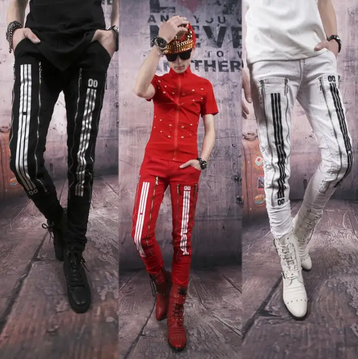 Spring summer personality fashion pants mens feet trousers pantalones hombre casual harem pants for men pantalon homme zipper