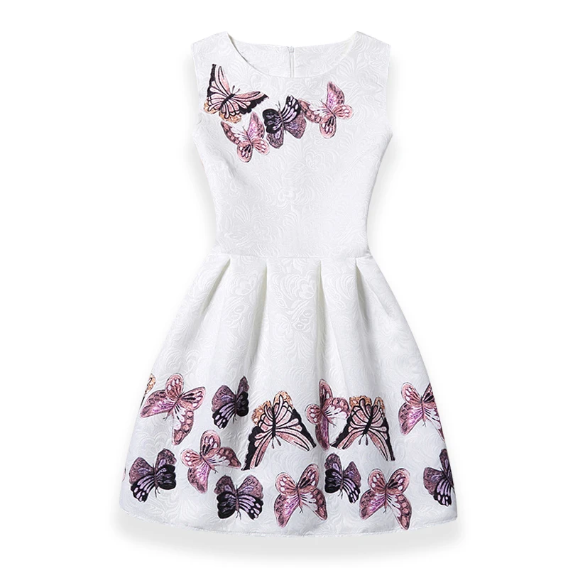 Hot sales Summer Girls Dress Butterfly Floral Print Princess Teenagers For Party Kids children dress Vestido 6-12Y | Детская одежда и