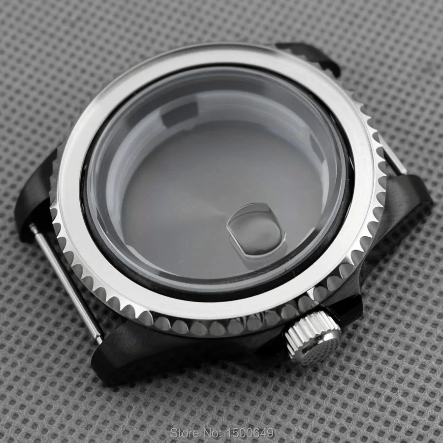 Черный стальной чехол 40 мм Pvd с индикацией даты без рамки черный однотонный низ