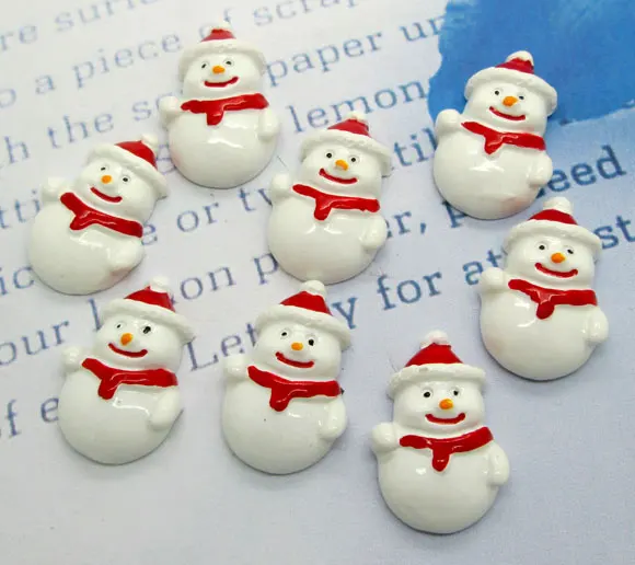 

20Pcs Resin Decoration Crafts Lovely White Christmas Snowman Beads Flatback Cabochon Scrapbook DIY Embellishments Accessories