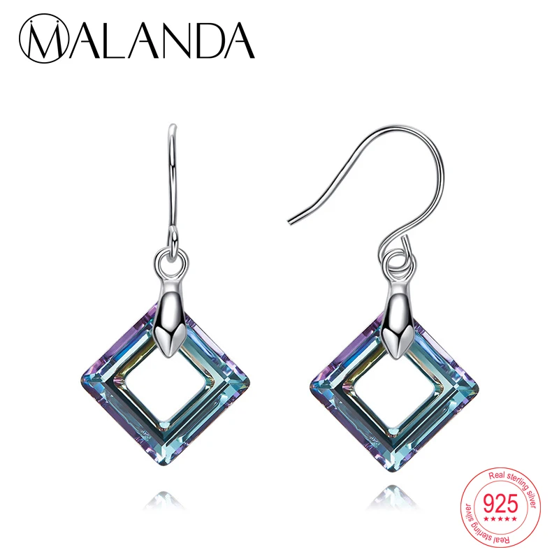 MALANDA новинка 925 пробы серебряные серьги капли кристалл от Swarovski висячие для женщин