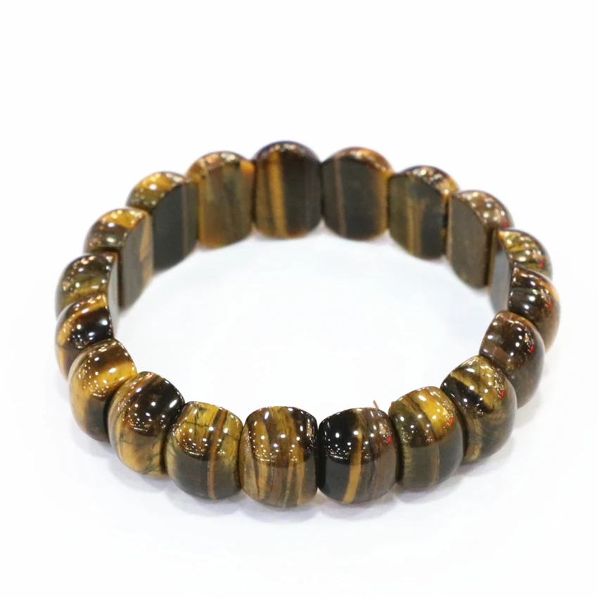Bracelets &amp Bangles For Women Natural Stone Tiger Eyes Yellow Geometry Beads Manual 11x15mm Strand Men Diy Jewelry 7.5inch B3274 |