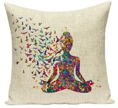 10 Southeast Asia Buddha Cushion Zen Meditation Buddha Statue Watercolor Musical Instruments Skull Pattern Creative Sofa Pillows - Цвет: 10
