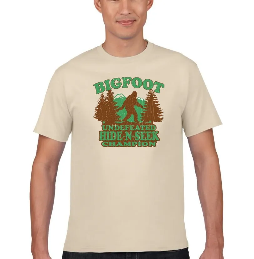 2018 мужчин Bigfoot Hide And Seek саркастическая Новинка Sarcastic Humor забавные 100% хлопок T-Shir |