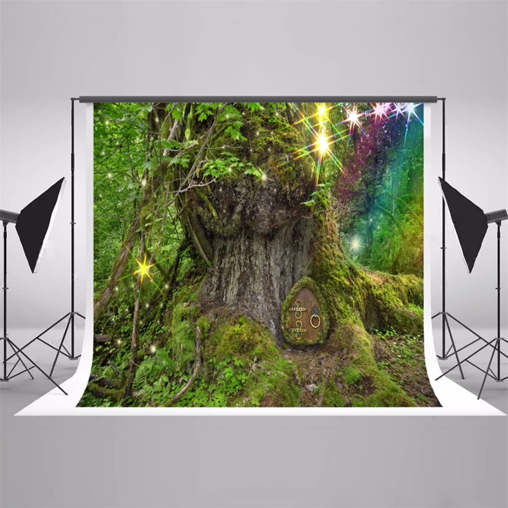 

5x7 fairytale photography background newborn green tree glitter bokeh background backdrops for kids wonderland baby shower props