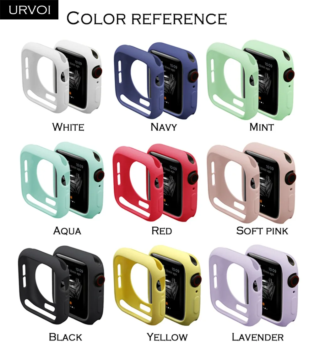 URVOI бампер для apple watch series 5 4 3 2 чехол для iwatch ТПУ карамельного цвета чехол тонкий защитный ультратонкий ремешок 40 мм 44 мм