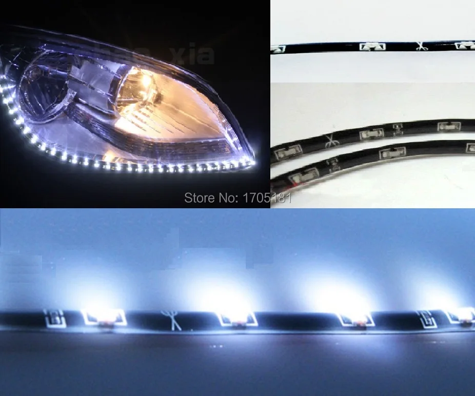 2 шт. белый 60 см 30 SMD авто боковой блеск излучающий гибкий фару levado DRL световая