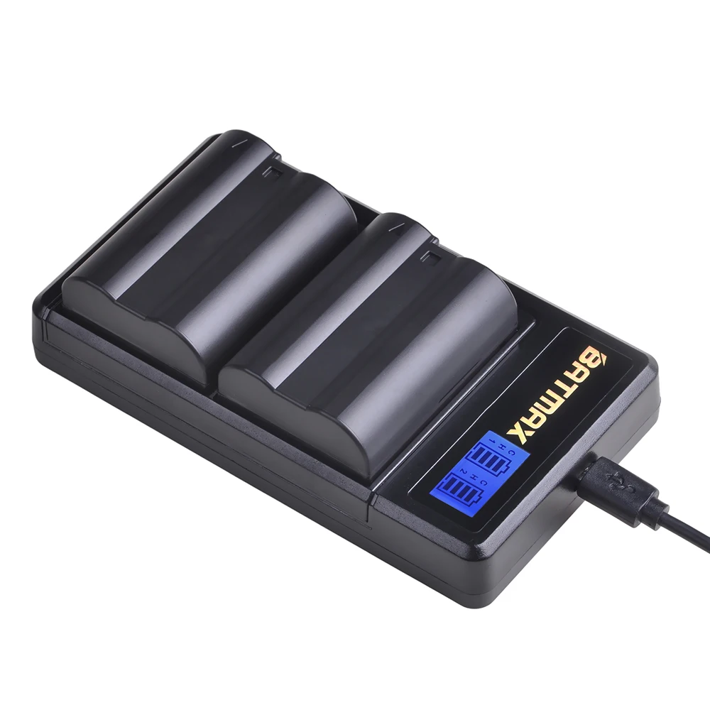 Аккумулятор Batmax зарядное устройство с двумя USB портами и ЖК дисплеем для Nikon D600 D610